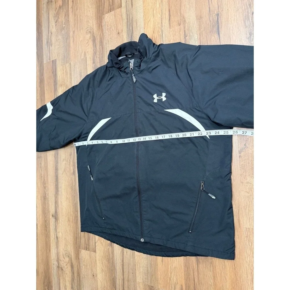 Under Armour Black Fleece Lined Full Zip Windbreaker Jacket Men's XL